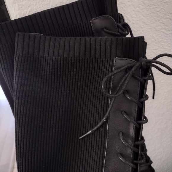 CALL IT SPRING Leahh Black Moto Knee High Boots Size 7 1/2 CHUNKY HEEL - Picture 4 of 9